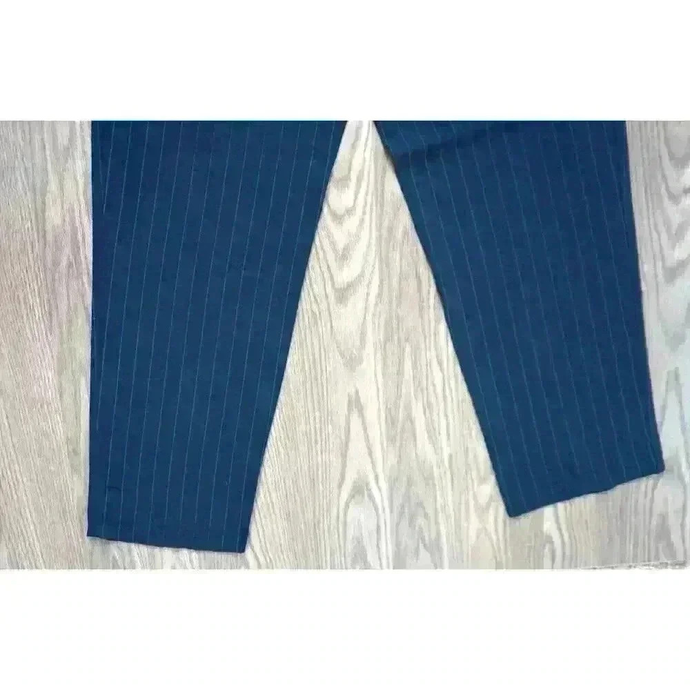 John Roberts Women's Blue Striped Pant Suit Pants Straight, Size 6 - Picture 9 of 12